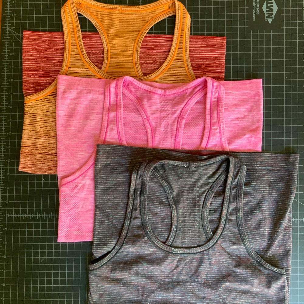 Lululemon Swiftly Racerback Tank Top - Size 6 - Bundle of three 🩷🧡❤️💚🩶